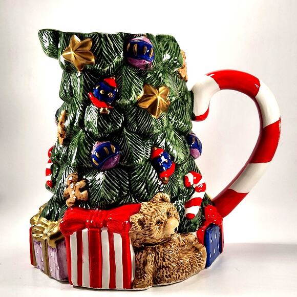 🎄Fitz and Floyd 1994 Christmas Tree Pitcher | Vintage Holiday Ceramic Serveware - Picture 3 of 11